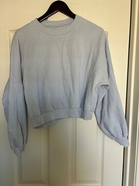 Everyday balloon sleeve Cropped Crewneck Sweatshirt - Light Blue